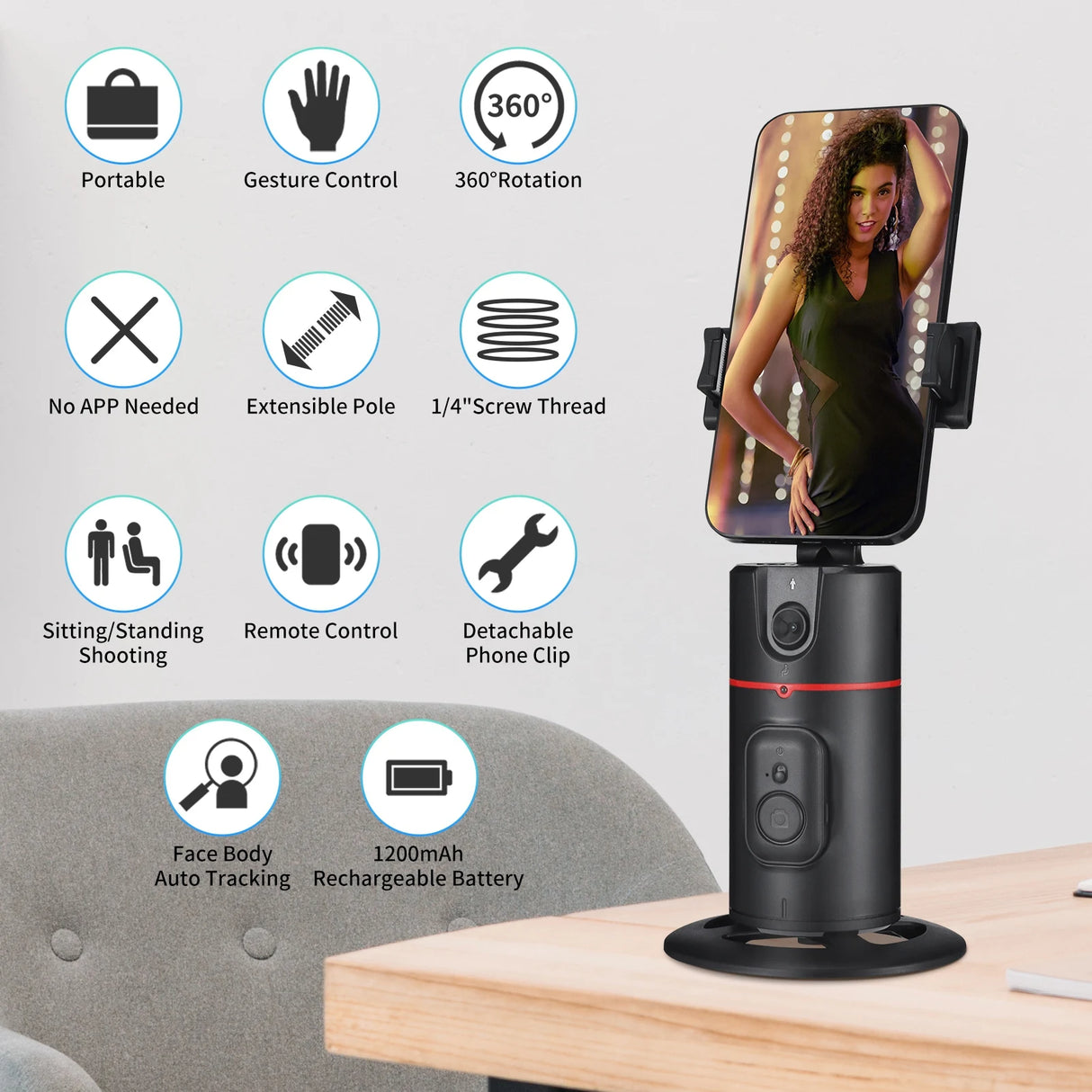 Auto Face Tracking Table Tripod With Remote Control