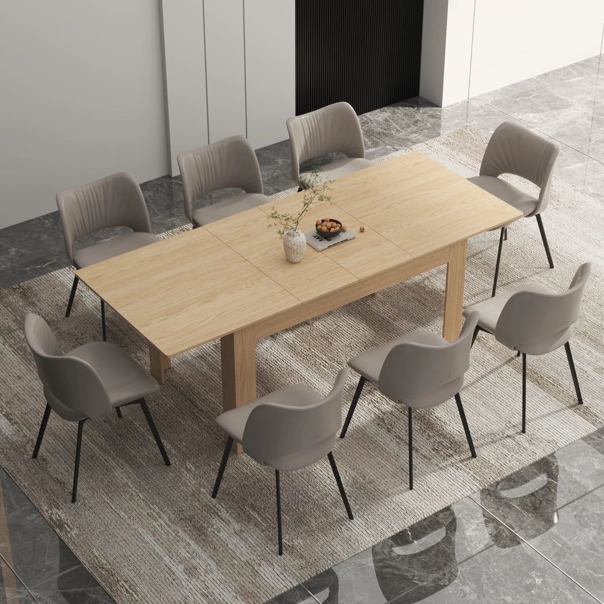 Modern Extendable Wooden Dining Table For 6 To 10 Persons
