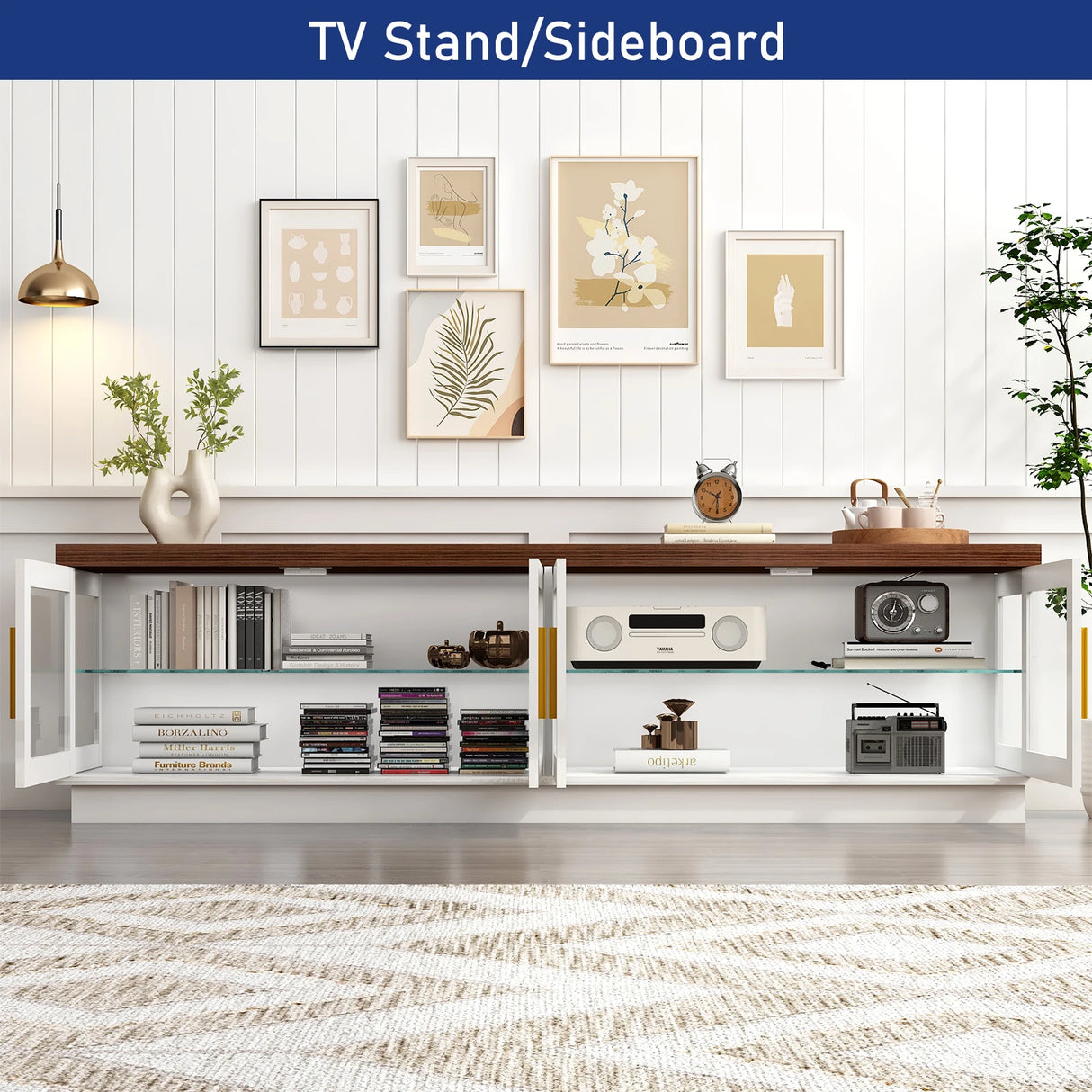 70-Inch Modern LED High Glossy Wooden TV Stand