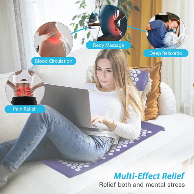 Acupressure Mat and Pillow Massage Set for Relaxation - Omega Lifestyles