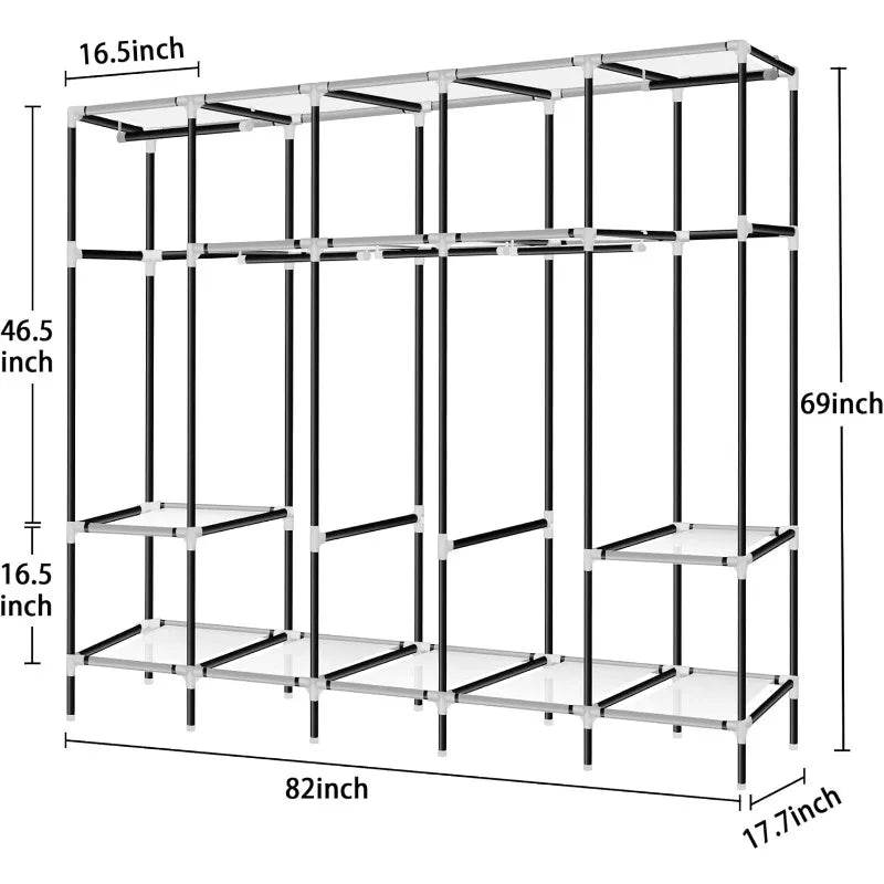 82-Inch Portable Wardrobe Closet With Shelves - Omega Lifestyles