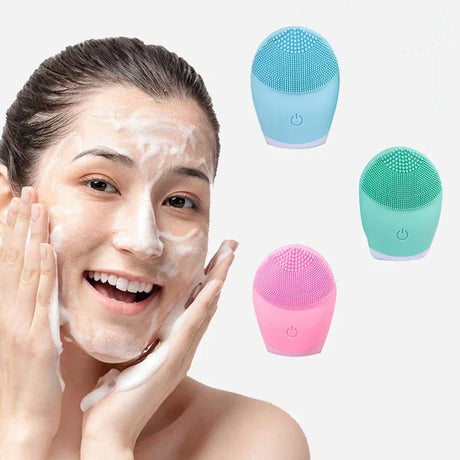 Silicone Electric Facial Cleanser Ultrasonic Massager Brush - Omega Lifestyles