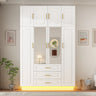 Modern Minimalist 4-Door LED Armoire Wardrobe Closet