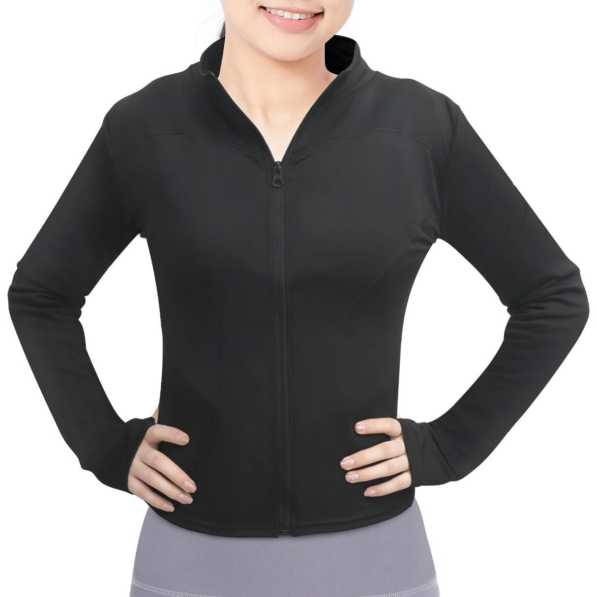 Lightweight Full-Zip Thumb Hole Women's Workout Jacket