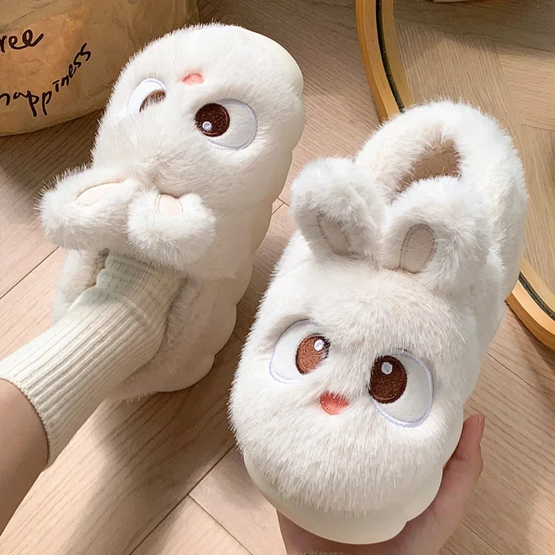 Women’s Cute Plush Flannel Indoor Winter Rabbit Slippers