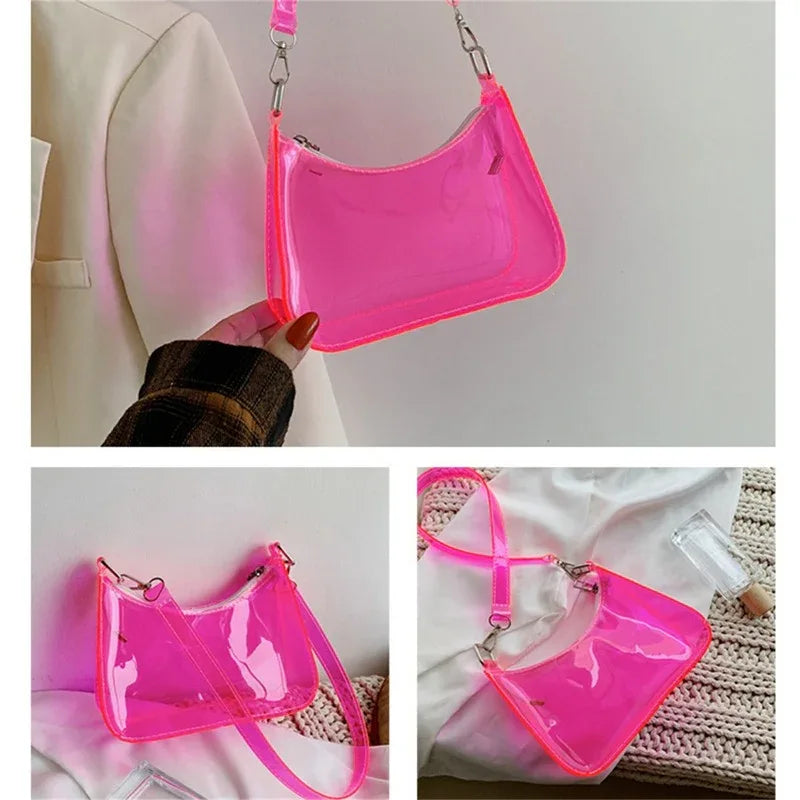 Clear PVC Small Zipper Shoulder Bag For Women - Omega Lifestyles