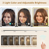 Modern Wooden Vanity Desk With Mirror Lights Charging Station