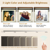 Large Modern Wooden Vanity Desk With Mirror Lights