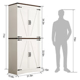 71-Inch Farmhouse Adjustable Shelves Storage Cabinet