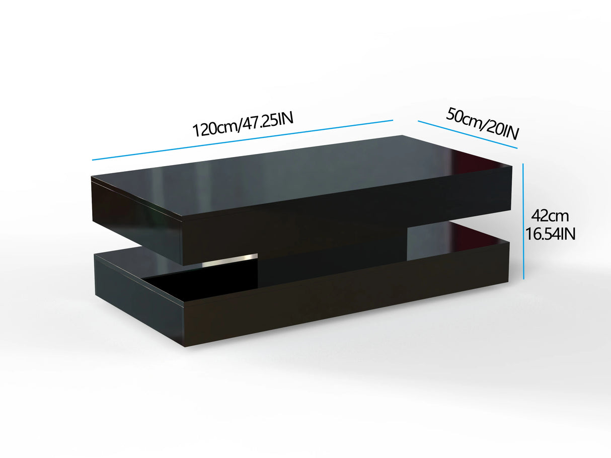 Modern LED High Glossy Wood Coffee Table With Storage