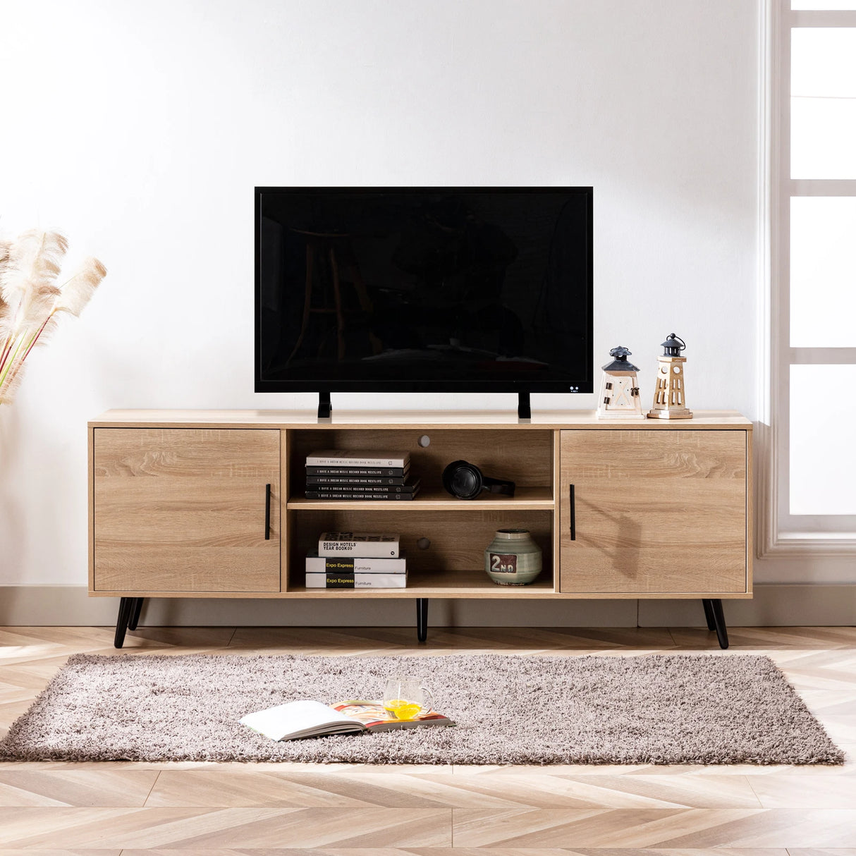 Modern Mid Century MDF Wood TV Stand Console