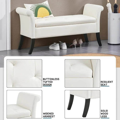 Vintage Faux Leather Storage Bench - Omega Lifestyles