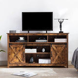 Farmhouse Wood Sliding Barn Door TV Stand Cabinet
