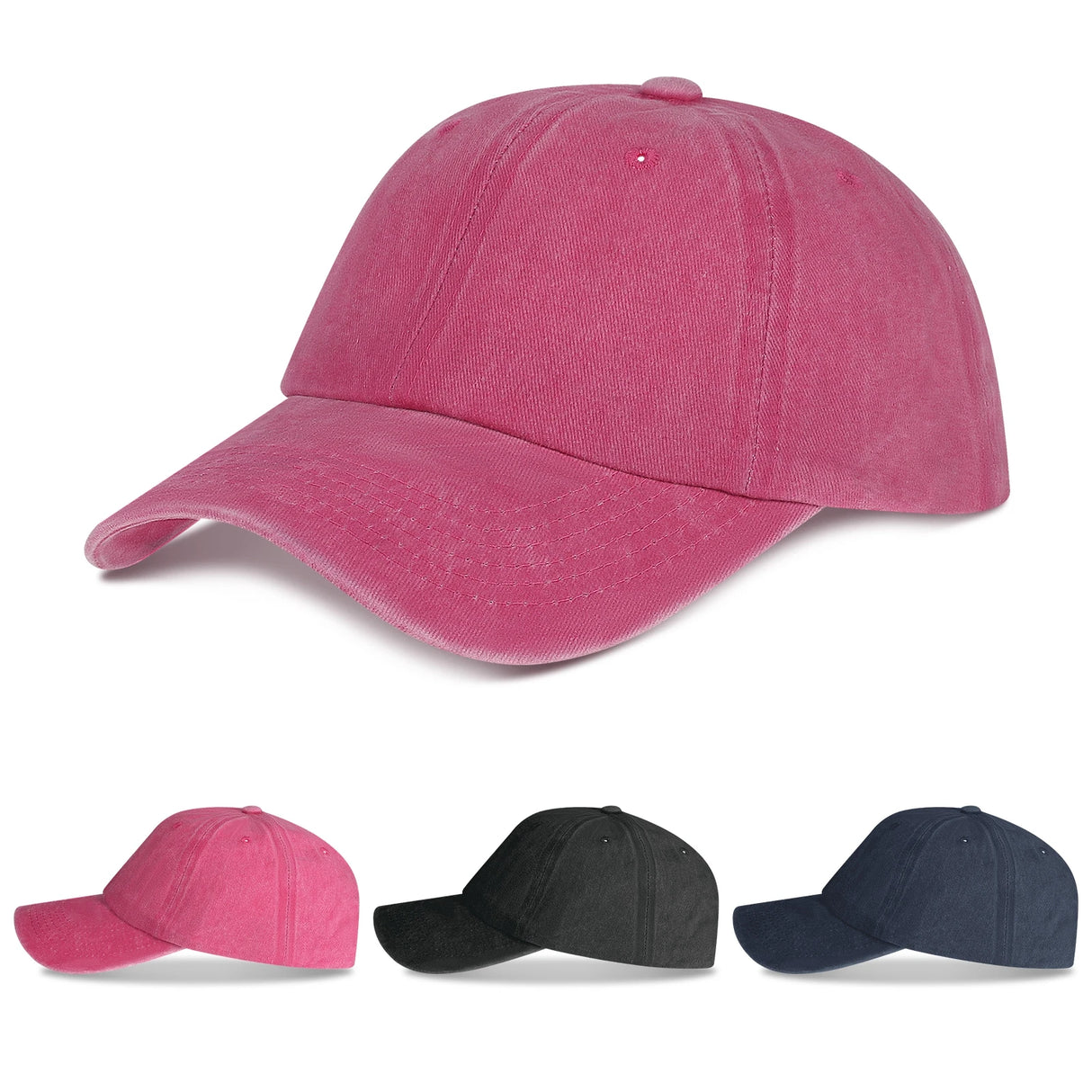 Pack of 3 Adjustable Cotton Casual Baseball Caps