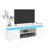 Modern 66-Inch High Gloss LED TV Stand With Power Outlet