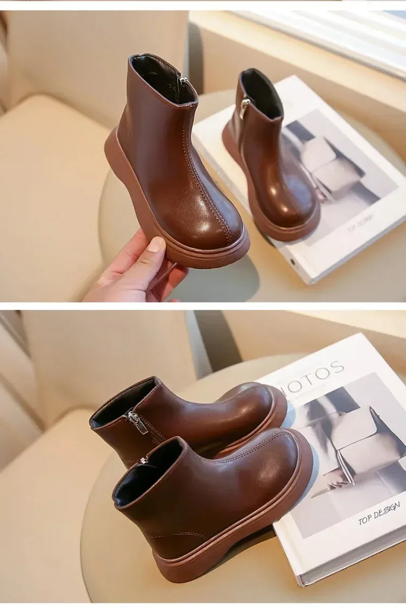 Children's Waterproof Leather Anti-Slippery Ankle Boots - Omega Lifestyles
