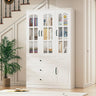 Modern 78-Inch White Glass Door Living Room Cabinet