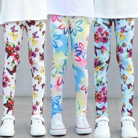 Girls Printed Cotton Polyester Stretch Leggings - Omega Lifestyles