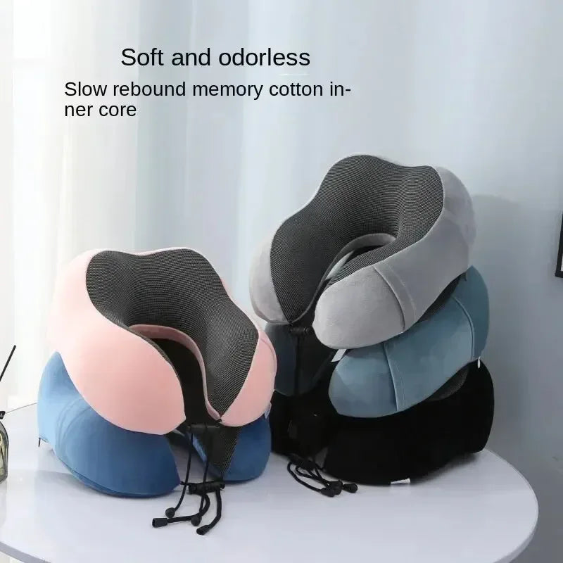 U-Shape Memory Foam Travel Neck Pillow With Magnetic Fabric - Omega Lifestyles