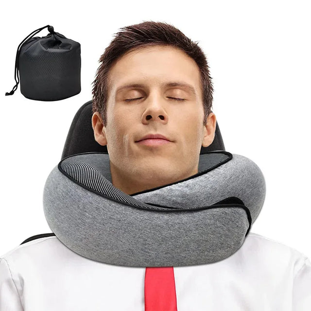 Memory Foam Travel Neck Pillow Adjustable U-Shape Support - Omega Lifestyles