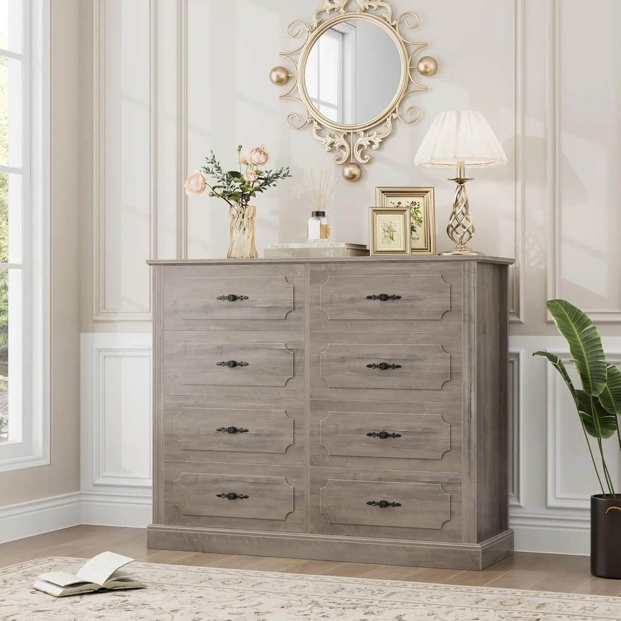 Modern Farmhouse 8-Drawer Wood Dresser - Omega Lifestyles