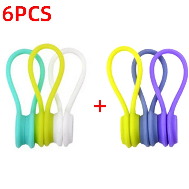 Set of 6 Silicone Reusable Cable Twist Ties Organizer