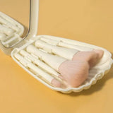 5-Piece Portable Soft Wool Fiber Makeup Brush Set With Mirror - Omega Lifestyles