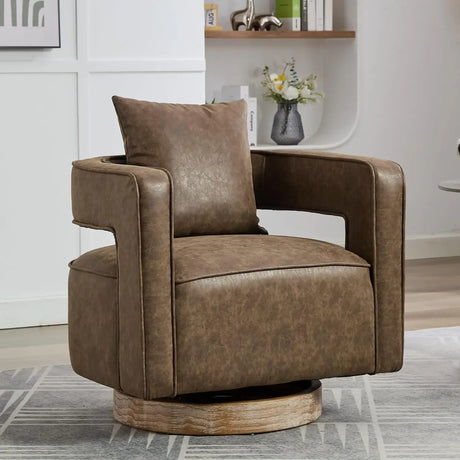 Boucle Upholstered Swivel Accent Chair With Pillow - Omega Lifestyles
