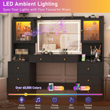 Large Modern Wooden Vanity Desk With Mirror Lights