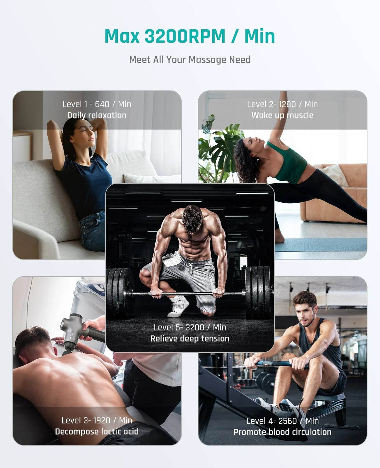 Professional Deep Tissue Percussion Massage Gun with 7 Heads - Omega Lifestyles