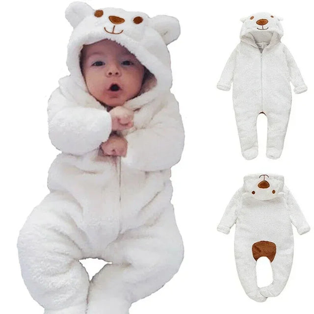 Baby Bear Hooded Cotton Romper Long Sleeve Footies - Omega Lifestyles