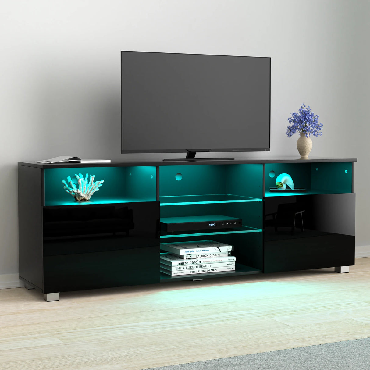 Modern High Gloss LED TV Stand With Storage Cabinet