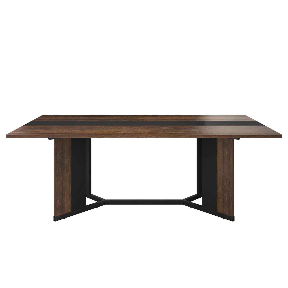 Large Rectangular Wood Top Modern Dining Table With Metal Legs