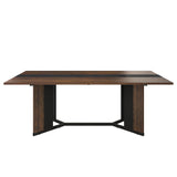 Large Rectangular Wood Top Modern Dining Table With Metal Legs