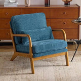 Mid-Century Modern Chenille Armchair with Lumbar Pillow - Omega Lifestyles
