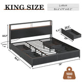 Queen LED Platform Bed Frame With Storage Drawers and USB Charging