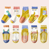 Pack Of 5 Kids Cartoon Non-Slip Cotton Socks