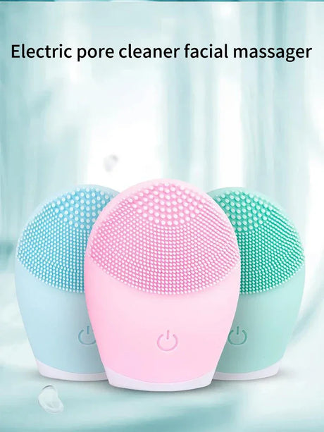 Silicone Electric Facial Cleanser Ultrasonic Massager Brush - Omega Lifestyles