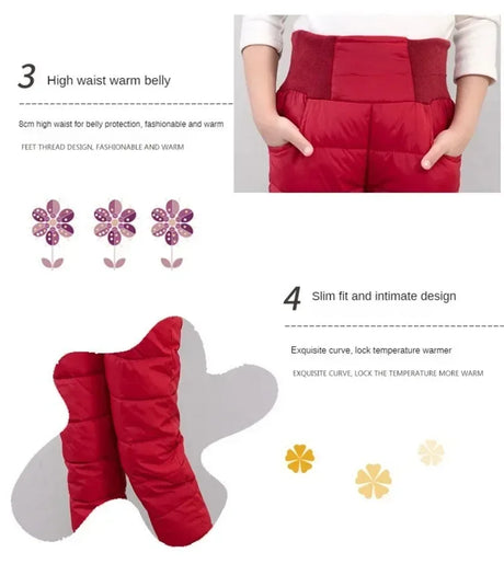 Kids Winter Warm Thicken Down Padded Ski Pants - Omega Lifestyles