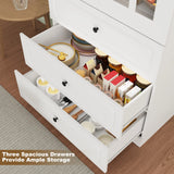 Modern 78-Inch White Glass Door Living Room Cabinet