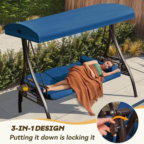 3 Seat Outdoor Porch Swing with Canopy - Omega Lifestyles