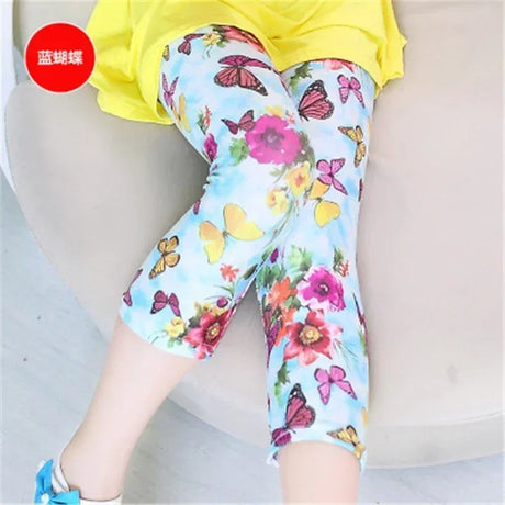 Girls Cotton Polyester Printed Calf-Length Slim Leggings - Omega Lifestyles