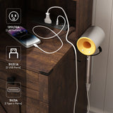 Farmhouse Makeup Vanity Desk With Mirror Lights Stool