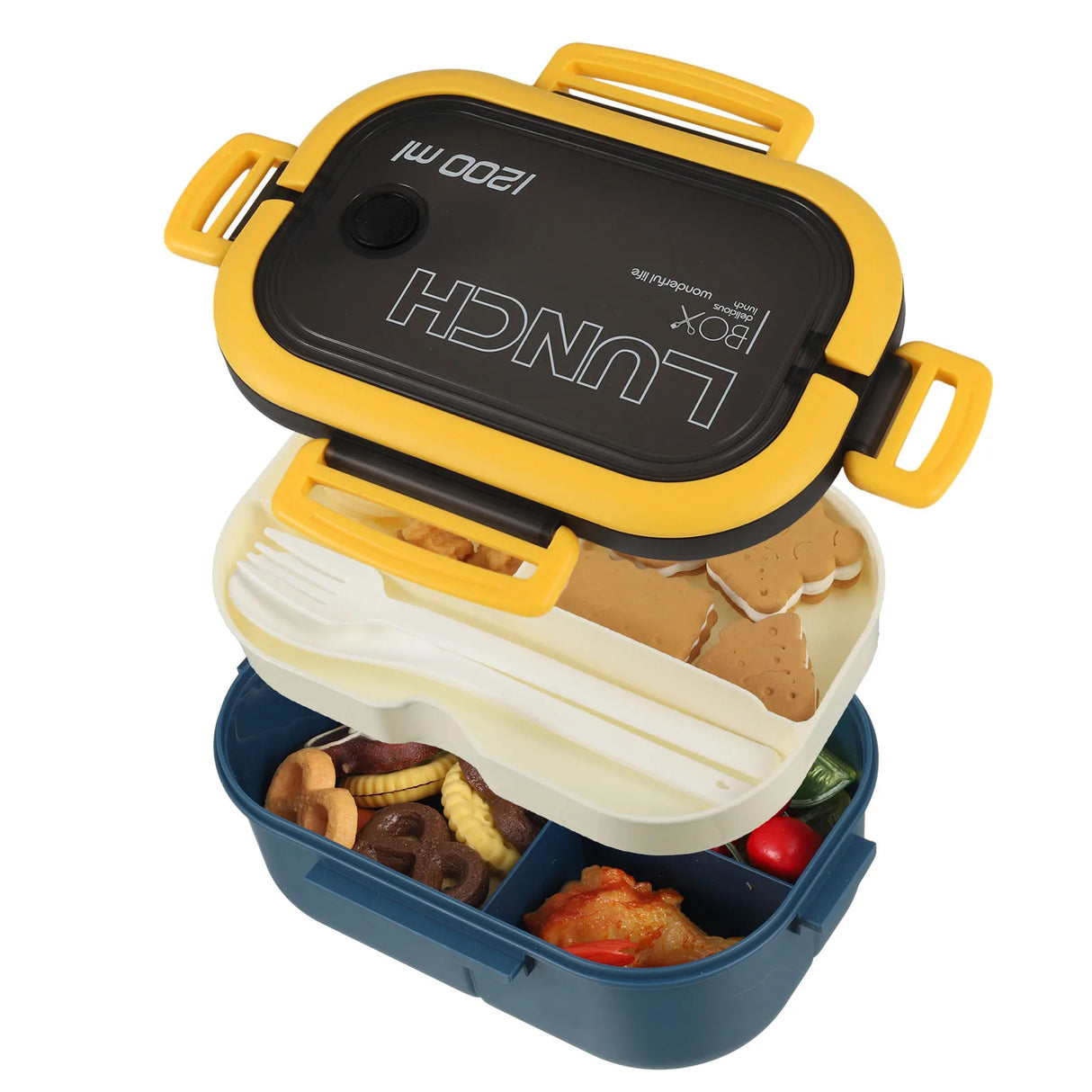 Stackable Leak-Proof 1200ML Bento Lunch Box With Tableware