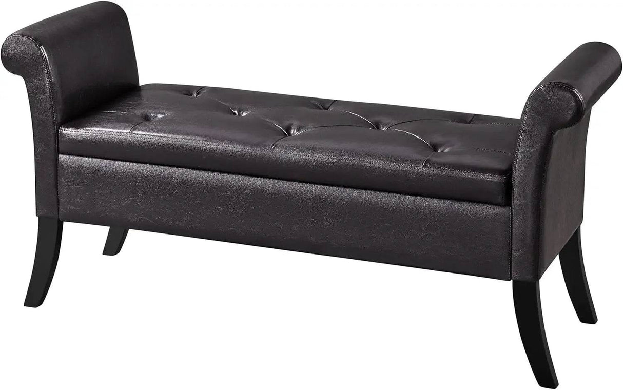 Vintage Faux Leather Storage Bench - Omega Lifestyles