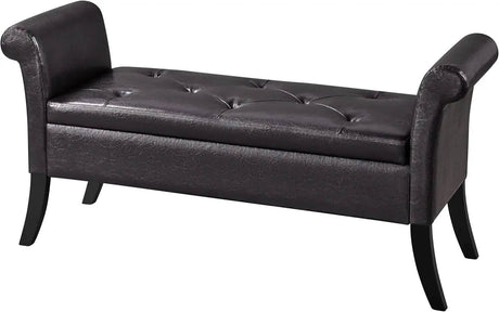 Vintage Faux Leather Storage Bench - Omega Lifestyles