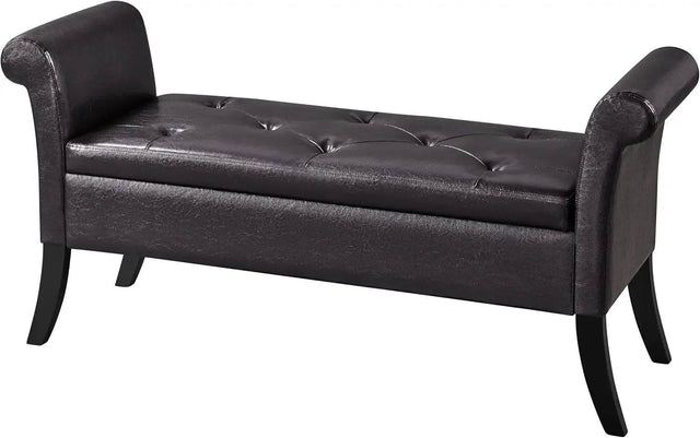 Vintage Faux Leather Storage Bench - Omega Lifestyles