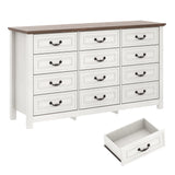 Rustic Wooden 12-Drawer Large Bedroom Dresser Chest