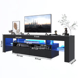 Modern RGB LED Wooden TV Stand With Storage Drawers
