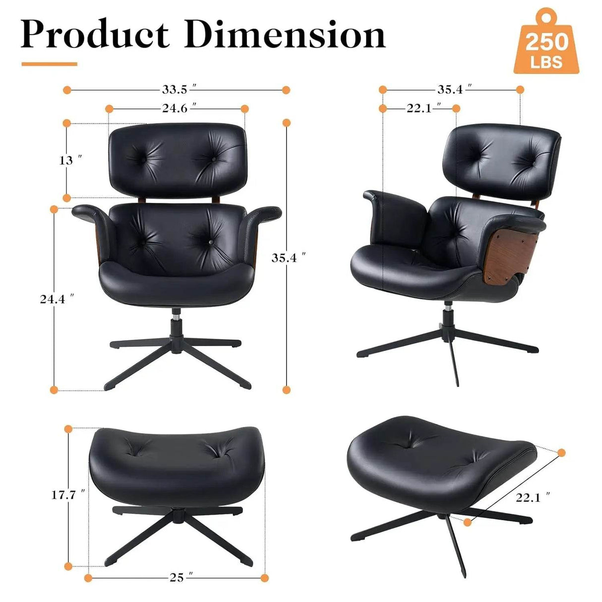 Mid Century Reclining Swivel Chair - Omega Lifestyles